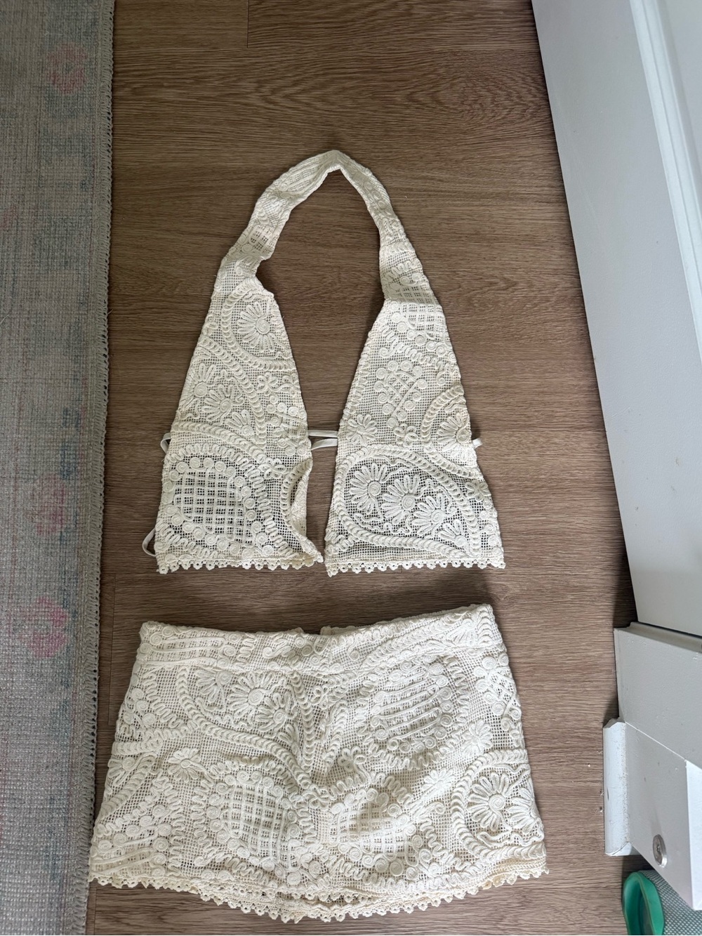 Cream Lace Skirt Set